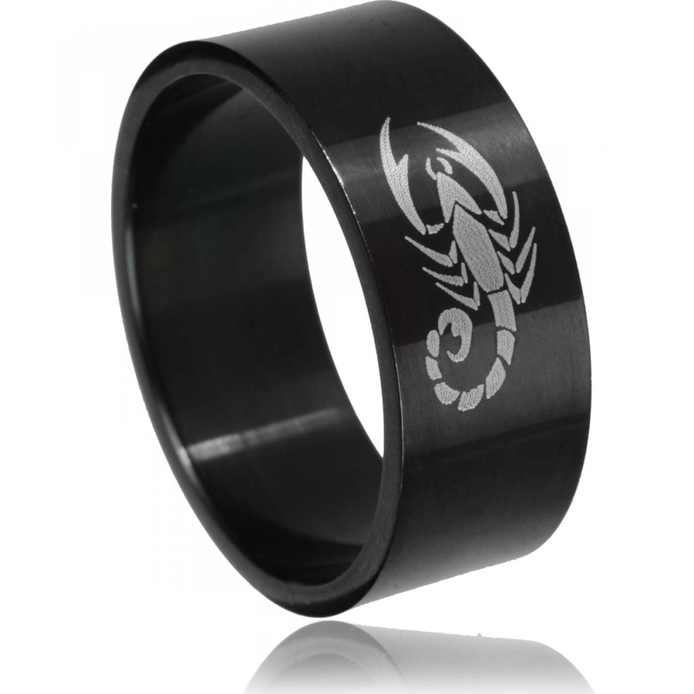 Bague Homme Scorpion noir Acier Noir