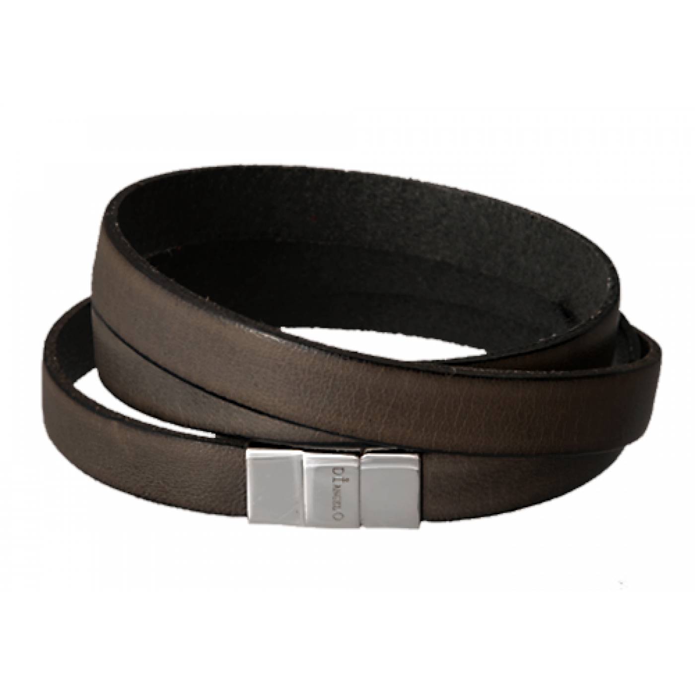 Bracelet homme cuir plat gris lacet