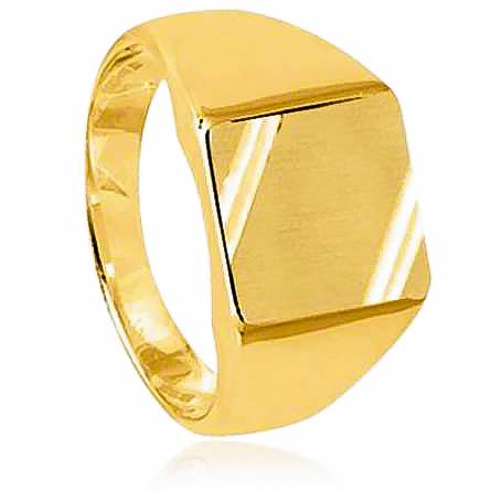 Anel com brasão masculino banhado a ouro Eloi amarelo