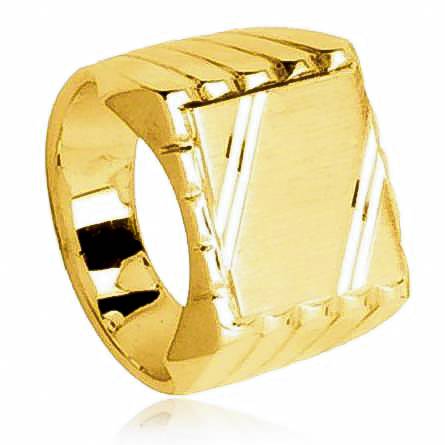 Anel com brasão masculino banhado a ouro Gabriel amarelo