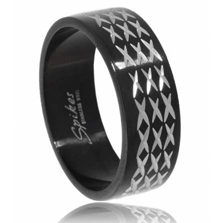 Anello uomo acciaio Barbelé nero