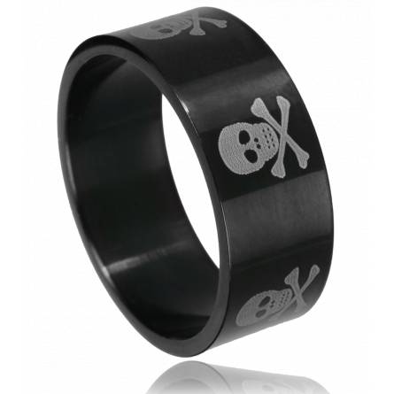 Anello uomo acciaio Poisson black teschio nero