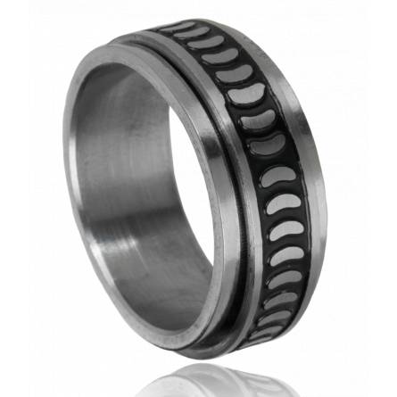 Anillo anti-estrés hombre acero Carapace negro