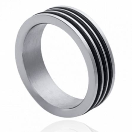 Anillo hombre acero Caoutchouc 1 negro