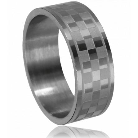 Anillo hombre acero Damier