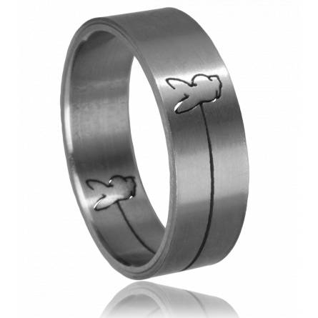 Anillo hombre acero Incrustée Lapin