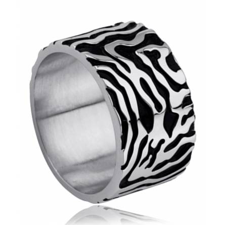 Anillo hombre acero Milita negro