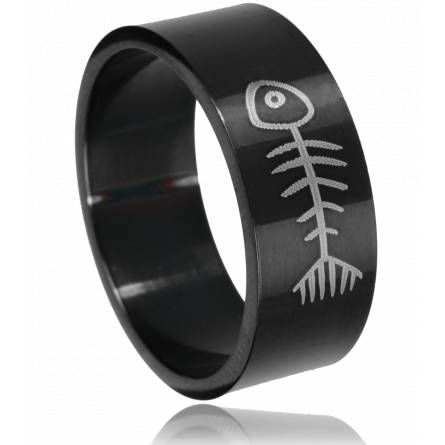 Anillo hombre acero Poisson  negro