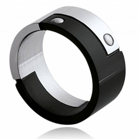 Anillo hombre acero  ruthénium 1 negro