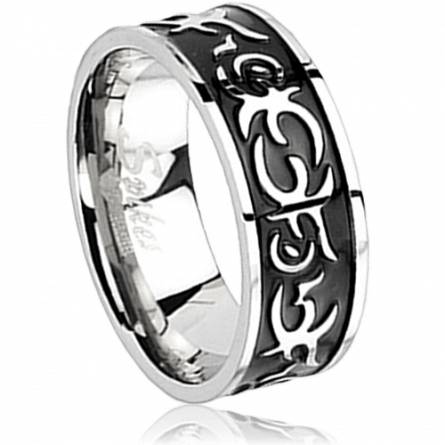 Anillo hombre acero Vermont negro