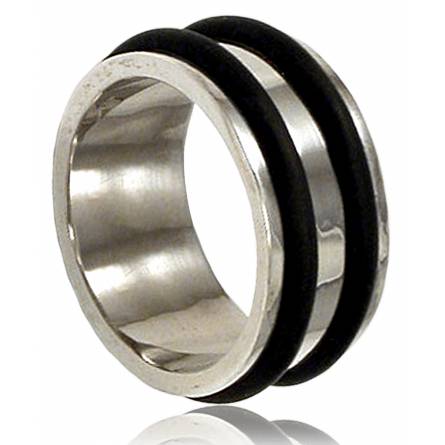 Anillo hombre plata Adlai negro