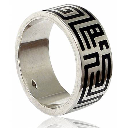 Anillo hombre plata Graphique  negro