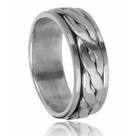 Anillo hombre plata  torsadée gris