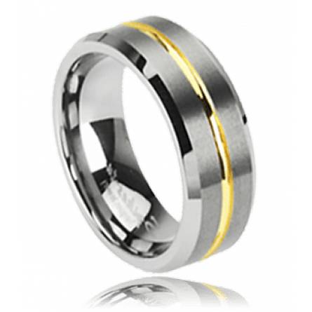 Anillo hombre tungsteno Ligne or