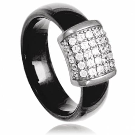 Anillo mujer plata Adya negro