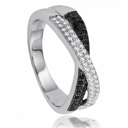 Anillo mujer plata Black n' white negro