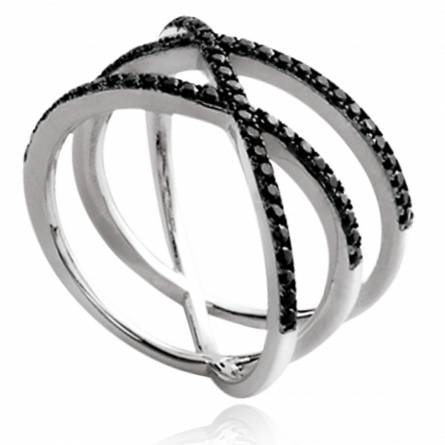 Anillo mujer plata Constellation negro