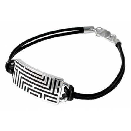 Armband herren leder Graphique  schwarz