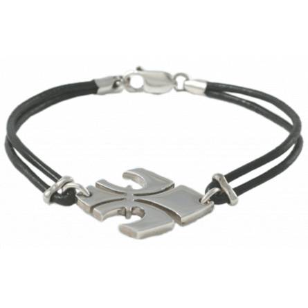 Armband herren leder Templiers Fleur de Lys  schwarz