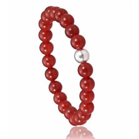 Armbanden heren elastiek Jaspe rood