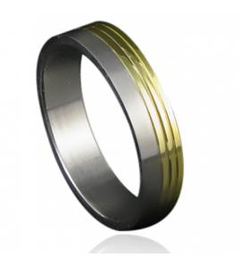 Bague acier bicolore 2