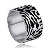 Bague acier rhodié laque noire Milita