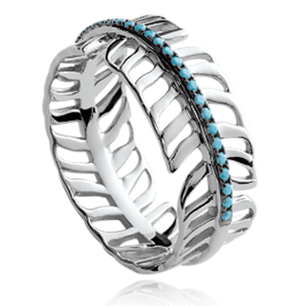 Bague Femme Aikaterine Argent Rhodie Turquoise