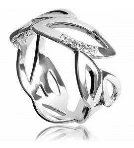 Bague argent feuillage diamant Hot Diamonds