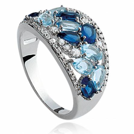 Bague femme argent Alcippe bleu