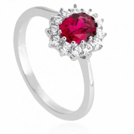 Bague femme argent Coudol rouge