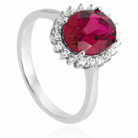 Bague femme argent Julaiga rouge