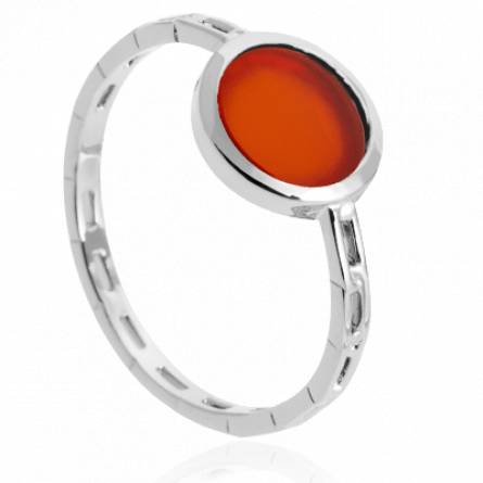 Bague femme argent Maea rouge