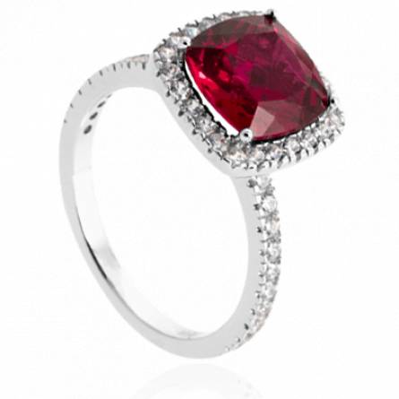 Bague femme argent Seymour rouge