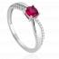 Bague femme argent Shidett rouge mini