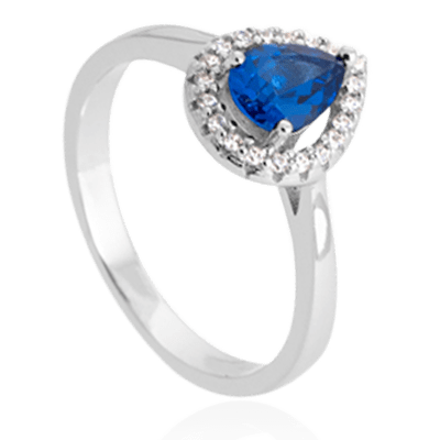 Bague Goutte Femme Shihaz Argent Rhodi Bleu Bijoux en Vogue