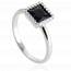 Bague femme argent Tefanic carrée noir mini