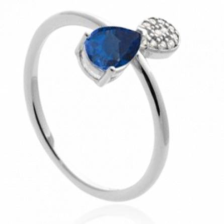 Bague femme argent Trasse bleu