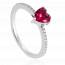 Bague femme argent Veneur coeur rouge mini