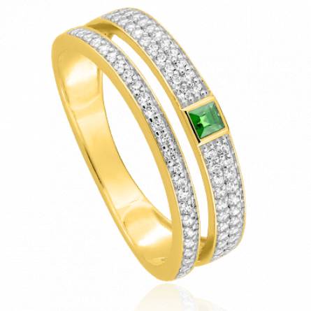 Bague femme métal rhodié Ederia vert