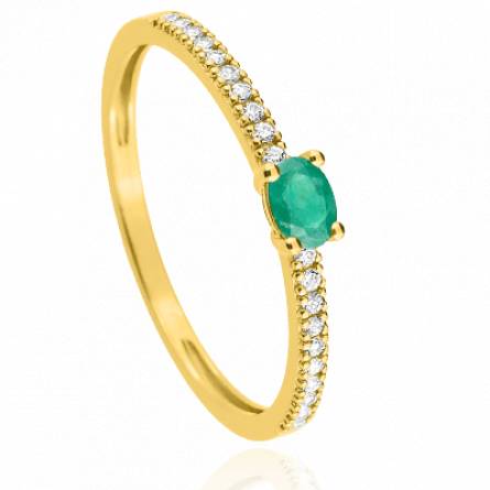 Bague femme or Emmade vert