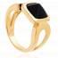 Bague femme plaqué or Arenia carrée noir mini