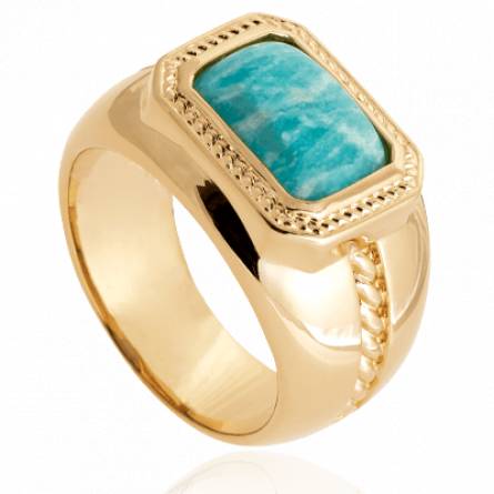 Bague femme plaqué or Balamohan turquoise