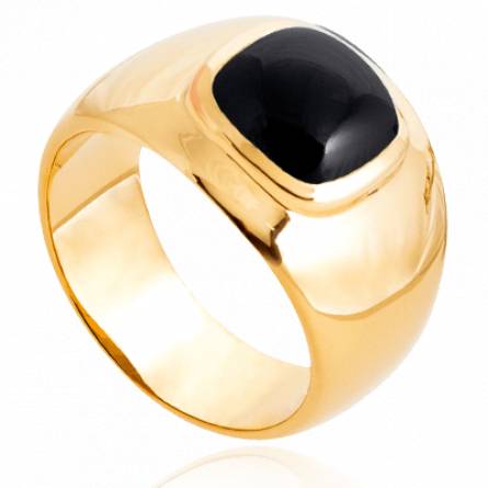 Bague femme plaqué or Beman noir