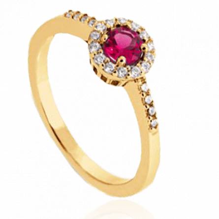 Bague femme plaqué or Bilgen rouge