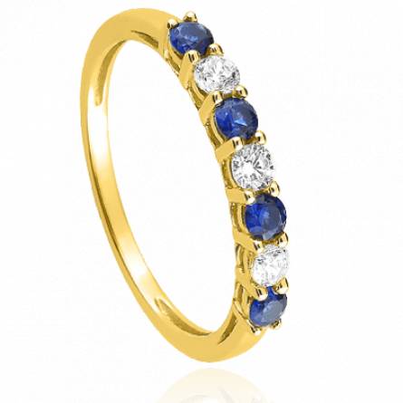 Bague femme plaqué or Bristol bleu