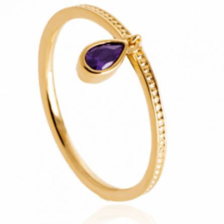 Bague femme plaqué or Bronn violet