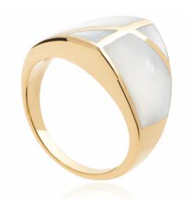 Bague femme plaqué or Dayena blanc