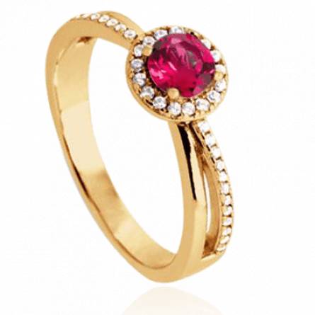 Bague femme plaqué or Hathim rouge