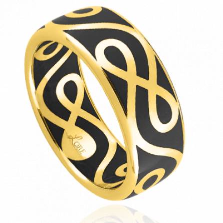 Bague femme plaqué or Laquie noir