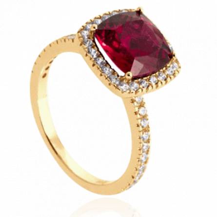 Bague femme plaqué or Lebas rouge